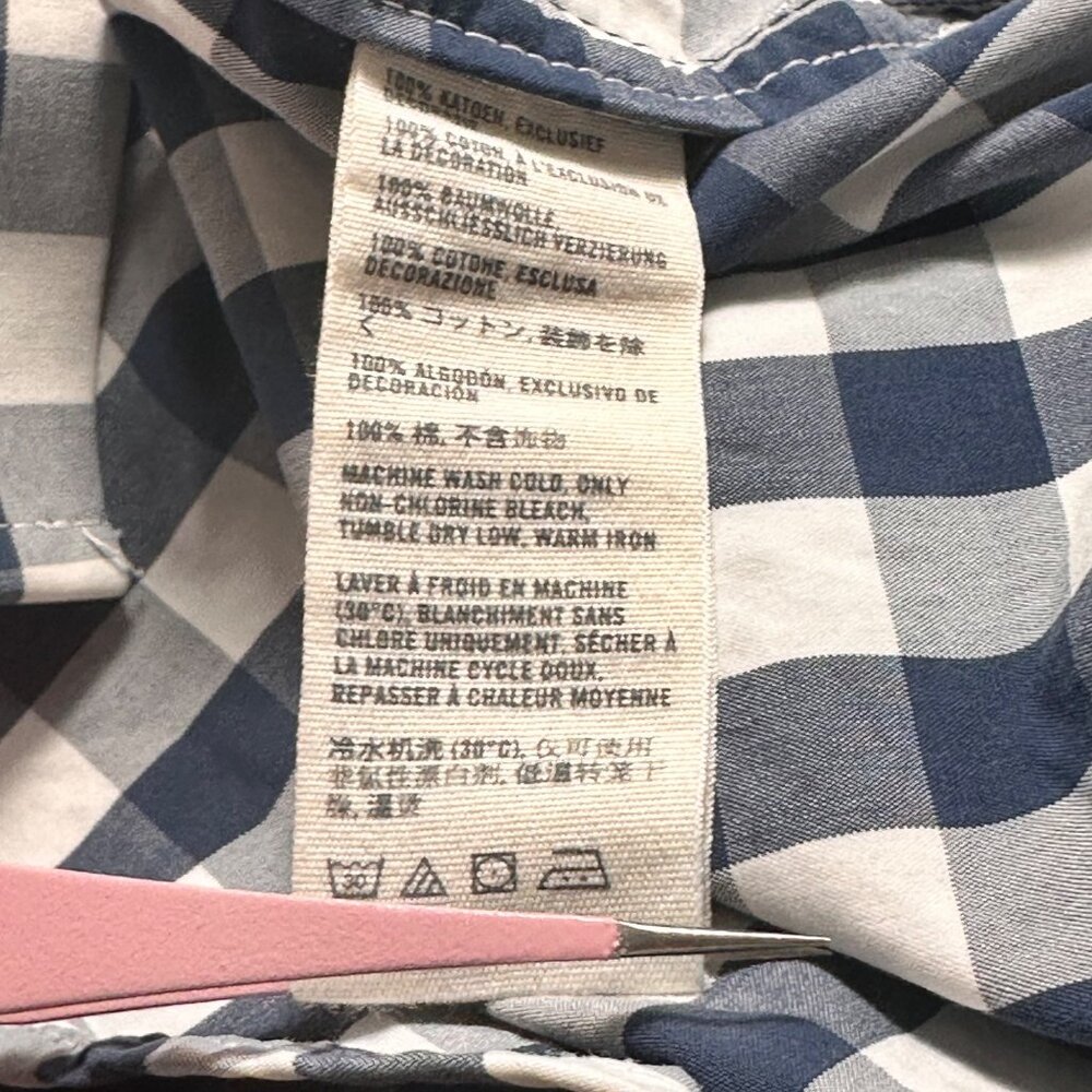 Abercrombie & Fitch Blue White Gingham Long Sleeve Muscle Fit Button-Up Shirt XL - Picture 6 of 11